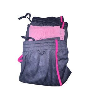 Just Be Womens Pink Lounge Shorts & Athletic Works Black/Pink Trim Active Shorts